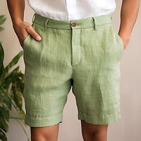 Men's Shorts Linen Shorts Summer Shorts Zipper Button Pocket Plain Comfort Breathable Outdoor Daily Going out Linen Cotton Blend Fashion Casual Black White miniinthebox