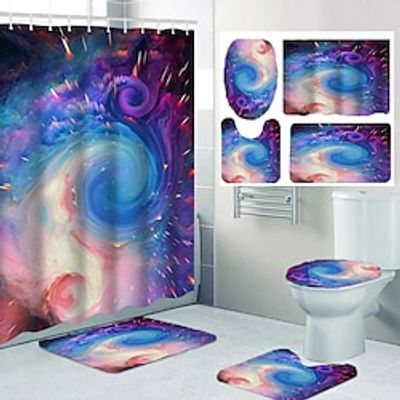 4 Pcs Shower Curtain Set Bathroom Sets Modern Home Bathroom Decor with Bath Mat U Shape and Toilet Lid Cover Mat and 12 Hooks Lightinthebox