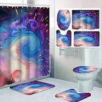 4 Pcs Shower Curtain Set Bathroom Sets Modern Home Bathroom Decor with Bath Mat U Shape and Toilet Lid Cover Mat and 12 Hooks Lightinthebox - thumbnail