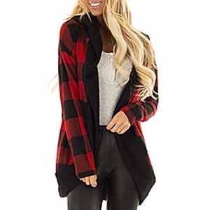 Women's Tartan Hooded Jacket Thick Warm Hoodie Sweatshirt Full Zip Full Sleeve Hoody Jacket Coat(Red,8 UKM CN) Lightinthebox