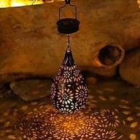 Outdoor Morrocan Lantern Solar Pathway Lights LED Projection Light Wrought Iron Hanging Lamps for Yard Garden Lawn Landscape Art Decoration Lighting miniinthebox - thumbnail