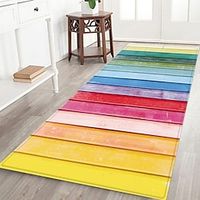 Colorful Striped Wooden Board Beach Flannel Fabric Printing Home Entrance Mattress Bathroom Mattress Mattress Lightinthebox - thumbnail