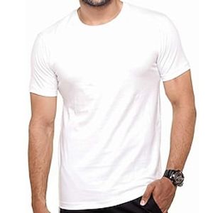 Men's Plus Size Big Tall T shirt Tee Tee Crewneck White Short Sleeves Outdoor Going out Plain Clothing Apparel Cotton Blend Streetwear Stylish Casual Lightinthebox