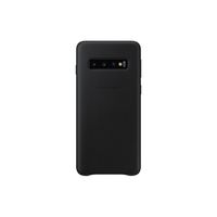 Samsung Galaxy S10 Leather Back Cover, White,  Black - thumbnail