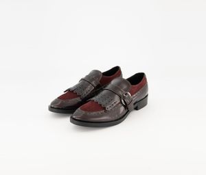 Womens Brogue Flat Shoes  Burgundy