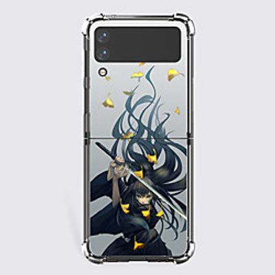 Demon Slayer: Kimetsu no Yaiba Cartoon Characters Phone Case For Samsung Z Flip Z Flip 3 Z Flip 2 Unique Design Protective Case Shockproof Dustproof Flip Full Body Case TPU Lightinthebox