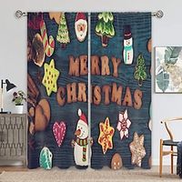 Snowman Christmas Curtains Panels for Bedroom,,Home Decor,Christmas Series CurtainsSnowflake Christmas Blackout Curtains miniinthebox - thumbnail