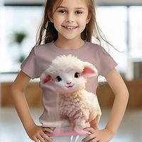 Girls' 3D Tee Shirt Pink Short Sleeve 3D Print Summer Spring Active Fashion Cute Polyester Kids 3-12 Years Crew Neck Outdoor Casual Daily Regular Fit miniinthebox