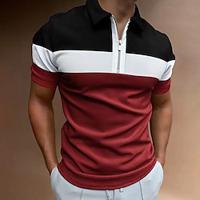 Men's Quarter Zip Polo Golf Shirt Daily Holiday Quarter Zip Short Sleeve Fashion Basic Color Block Patchwork Spring Summer Regular Fit Wine Quarter Zip Polo Lightinthebox