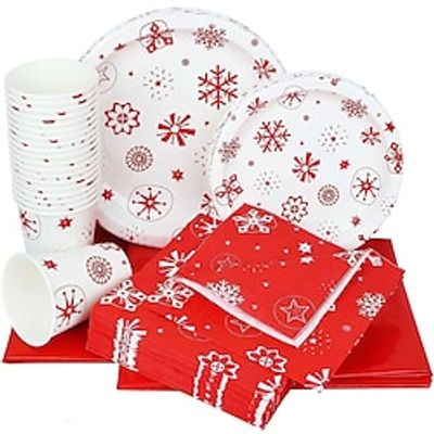 Christmas  Poliday Paper Plates Atmosphere Decor Props, Disposable Tableware Suit, Party Supplies, Party Decor, Dining Room Decor, Table Decor, Holiday Decor Lightinthebox