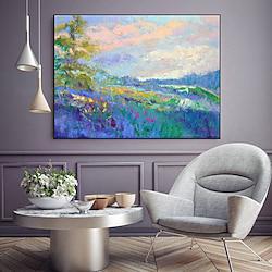 Handmade Oil Painting Canvas Wall Art Decoration Impression Outskirts Forest Landscape for Home Decor Rolled Frameless Unstretched Painting Lightinthebox