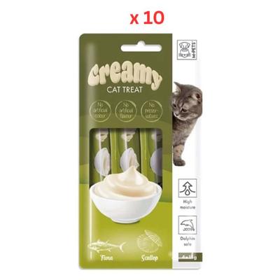 M-Pets Creamy Treats For Cats Tuna & Scallop 4x15g (60g) Pack Of 10 M-Pets Creamy Treats For Cats Tuna & Scallop 4x15g (60g) Pack Of 10