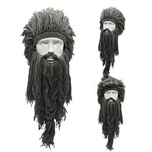 Flapper Wig  Women Barbarian Viking Handmade Knit Wig Hat with Detachable Long Fake Beard Funny Crazy Halloween Cosplay Warm Beanie Cap miniinthebox