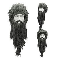 Flapper Wig  Women Barbarian Viking Handmade Knit Wig Hat with Detachable Long Fake Beard Funny Crazy Halloween Cosplay Warm Beanie Cap miniinthebox - thumbnail