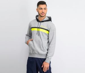 Mens Stripe Hoodie  Heather Gray/Neon Green/Black