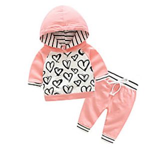 Baby Girls' Basic Striped Print Long Sleeve Regular Clothing Set Blushing Pink miniinthebox