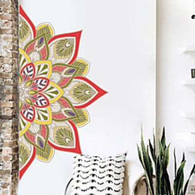 Creative Personality Colorful Mandala Culture Yoga Home Background Decoration Can Be Removed Stickers 57114CM miniinthebox