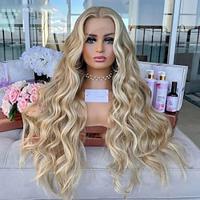 Unprocessed Virgin Hair 13x4 Lace Front Wig Free Part Brazilian Hair Wavy Blonde Multi-color Wig 130% 150% Density with Baby Hair Highlighted / Balayage Hair 100% Virgin Pre-Plucked For Women Long Lightinthebox