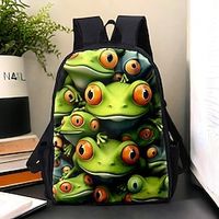 Men's Backpack 3D Print School Outdoor Daily Animal Polyester Large Capacity Breathable Lightweight Zipper Print Light Green Blue Green Lightinthebox