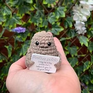 Funny Positive Potato Cute Wool Knitting Doll, Positive Card Positivity Affirmation Cards Funny Knitted Potato Doll, Creative Small Gift, Holiday Accessory, Birthday Party Supplies, Birthday Gift, Art Craft Ornament Gift, Aesthetic Home Decor Lightinthebox