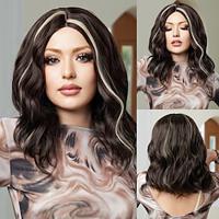 Synthetic Lace Wig Curly Style 24 inch Brown Middle Part 134 Closure Wig Women's Wig Light Brown Lace Dark Brown Lightinthebox