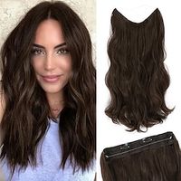 Dark Brown Invisible Wire Hair Extensions with Transparent Headband 4.4 Oz Stress-Free Adjustable Size 2 Secure Clips Synthetic Long Clip in Wave Curly Secret Hairpiece for Women 20 Inch miniinthebox - thumbnail