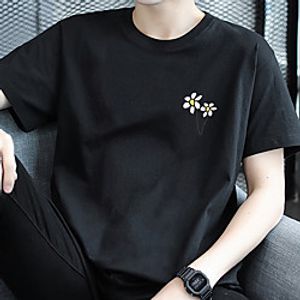 Men's Unisex Tee T shirt Hot Stamping Floral Graphic Prints Plus Size Print Short Sleeve Casual Tops Cotton Basic Fashion Designer Big and Tall White Black Gray Lightinthebox