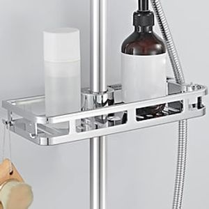 Bathroom Tray Stand Storage Rack Anti Bacteria Organizer Rectangle Lifting Rod No Drilling Shower Shelf Lifting Removable Practical Bathroom Pole Shower Storage Rack miniinthebox