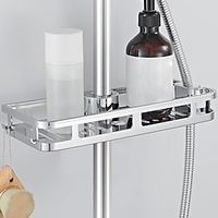 Bathroom Tray Stand Storage Rack Anti Bacteria Organizer Rectangle Lifting Rod No Drilling Shower Shelf Lifting Removable Practical Bathroom Pole Shower Storage Rack miniinthebox - thumbnail