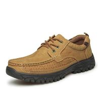 Men Breathable Genuine Leather Lace Up Round Toe Outdoor Casual Shoes