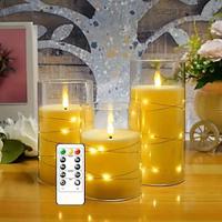 LED Pillar Candle Flameless with Remote Control Glass Cup Candle Restaurant Decoration Paraffin KTV Concert Atmosphere Light Smokeless Candle Lightinthebox