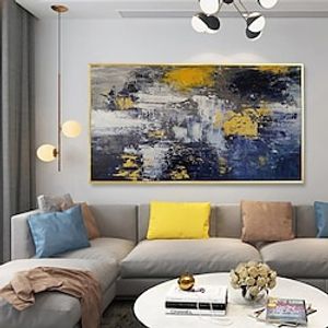 Handmade Oil Painting CanvasWall Art Decoration Abstract Knife Painting Landscape Blue For Home Decor Rolled Frameless Unstretched Painting Lightinthebox