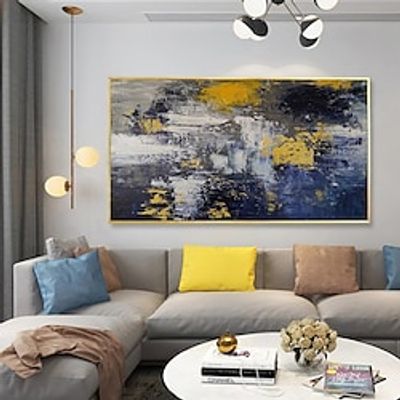 Handmade Oil Painting CanvasWall Art Decoration Abstract Knife Painting Landscape Blue For Home Decor Rolled Frameless Unstretched Painting Lightinthebox
