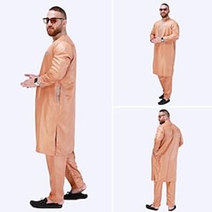 Arabian Muslim Adults Men's Religious Saudi Arabic Robe Thobe  Jubba For Polyester Ramadan Top Pants Lightinthebox