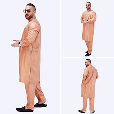 Arabian Muslim Adults Men's Religious Saudi Arabic Robe Thobe  Jubba For Polyester Ramadan Top Pants Lightinthebox