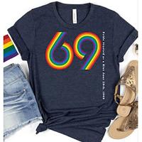 LGBT LGBTQ T-shirt Pride Shirts Rainbow 69 Lesbian Gay T-shirt For Unisex Adults' Hot Stamping Pride Parade Pride Month Lightinthebox