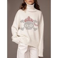 Women's Pullover Sweater Jumper Jumper Ribbed Knit Regular Oversized Tie Dye Turtleneck Casual Soft Date Weekend Fall Winter Red Blue S M L Lightinthebox - thumbnail