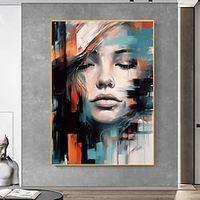 Close the eyes Woman Portrait Wall Art Handpainted Abstract Girl Painting Home Decor Painting Colorful Colors Picture Face Art For Home Decor No Frame miniinthebox