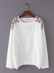 Shoulder Embroidery White Shirt