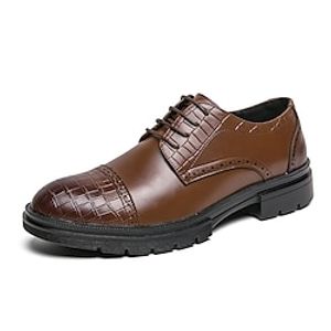 Men's Oxfords Formal Shoes Dress Shoes British Style Plaid Shoes Business Casual British Wedding Daily PU Comfortable Slip Resistant Lace-up Black Brown Spring Fall Lightinthebox