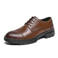 Men's Oxfords Formal Shoes Dress Shoes British Style Plaid Shoes Business Casual British Wedding Daily PU Comfortable Slip Resistant Lace-up Black Brown Spring Fall Lightinthebox - thumbnail