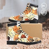 Women's Autumn Maple Leaf Graphic Print Windproof and Wear-Resistant Comfort Lace Up Booties Lightinthebox - thumbnail
