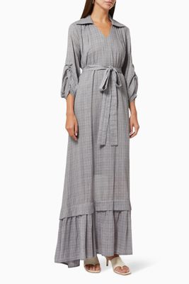 Self Check Dress with Belt Self Check Dress with Belt