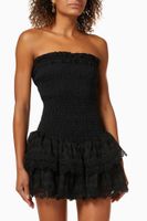 Tulipanes Mini Dress in Shirred Cotton - thumbnail