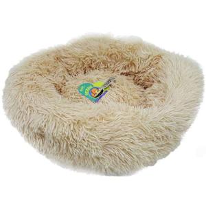 Grizzly Velor Round Plush Light Beige Dog Bed Small - 50 x 15cm