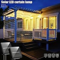 Outdoor solar curtain string light, 3  3M-300Led3  2M-200Led3  1M-Led, 8 lighting modes, IP65 waterproof, suitable for home garden, porch, backyard wedding parties, Thanksgiving Christmas Lightinthebox - thumbnail