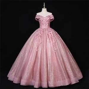 Ball Gown Quinceanera Dresses Princess Dress Performance Floor Length Sleeveless Off Shoulder Polyester with Appliques 2023 Lightinthebox