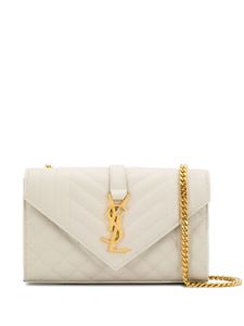 Saint Laurent small Envelope monogram crossbody bag - NEUTRALS