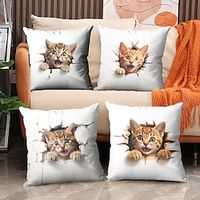 1 pcs Linen Pillow Cover, Animal Modern Comfort Square Traditional Classic miniinthebox