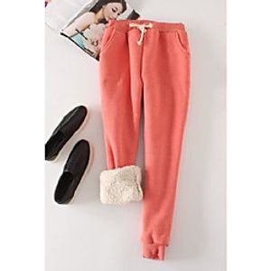 Women's Plus Size Pants Solid Color Basic Casual Causal Daily Mid Waist Full Length Fall Winter Watermelon Red Bean Green Blue S M L XL XXL  Cotton Lightinthebox